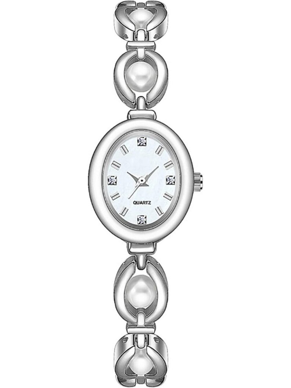 Elegant Pearl Women's Dress Watch - Fashion Oval Dial, Waterproof Gift Timepiece